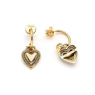 Amorae Kalp Charm Altın Kaplama İğneli Küpe