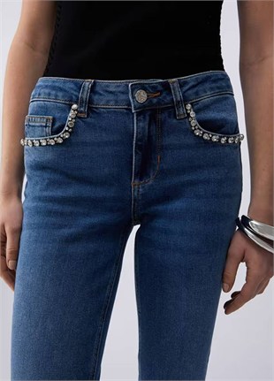 İşleme Cep Detaylı Jean Pantolon