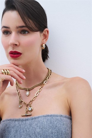 Golden Mini Heart Zirkon Kalp İğneli Halka Küpe