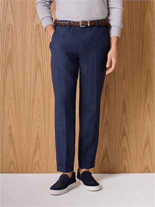  Lacivert Keten Pantolon