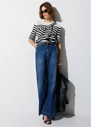 Düğme Detaylı Jean Pantolon