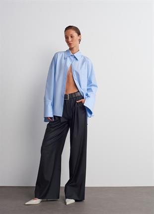 Füme Pileli Yün Pantolon