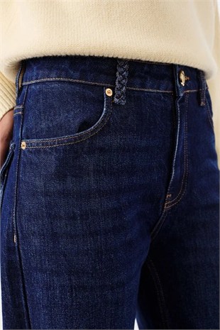 Lacivert Ham Denim Pantolon