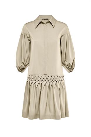 Bel Detaylı Poplin Gömlek Elbise