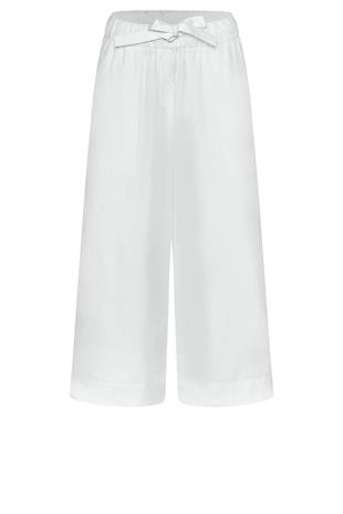 Belden Elastik Bağlamalı Beyaz  Pantolon