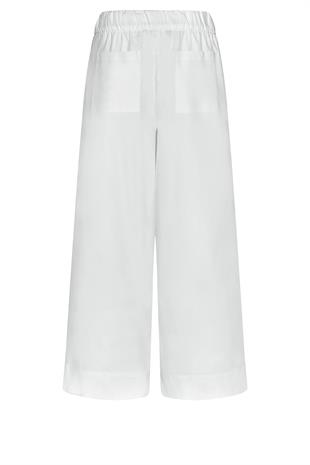 Belden Elastik Bağlamalı Beyaz  Pantolon