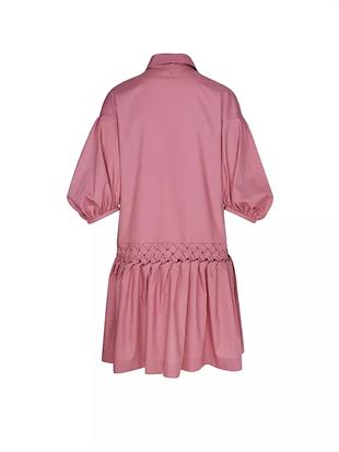 Pembe Bel Detaylı Poplin Elbise