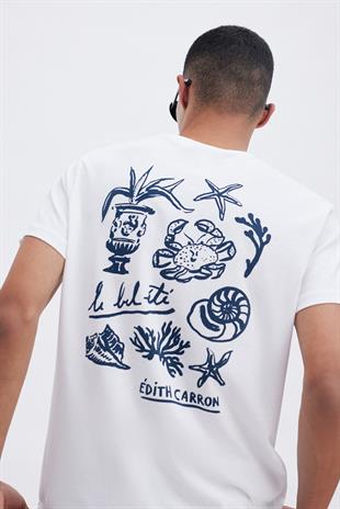 Marin Temalı Beyaz T-shirt