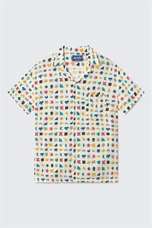 Sembol Desenli Kısa Kollu Gömlek
