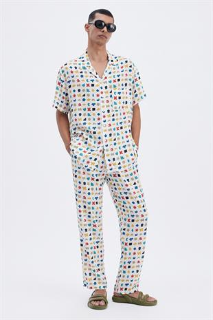 Sembol Desenli Kısa Kollu Gömlek