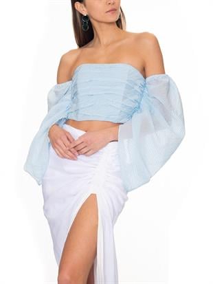 Çizgili Geniş Kollu Bluz