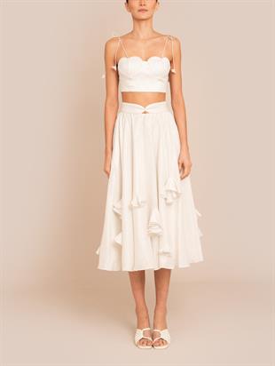 Fırfır Detaylı Midi Etek