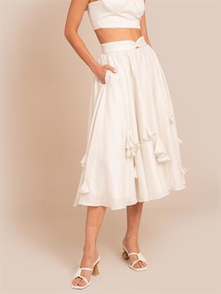 Fırfır Detaylı Midi Etek