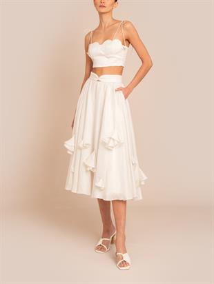 Fırfır Detaylı Midi Etek