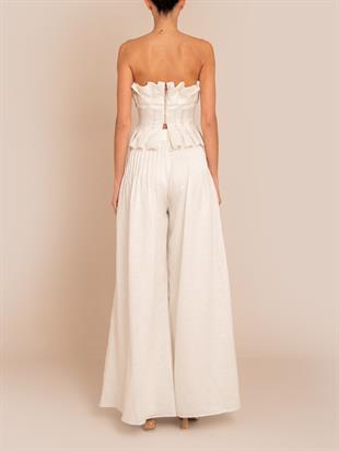 Fırfırlı Straplez Crop Üst