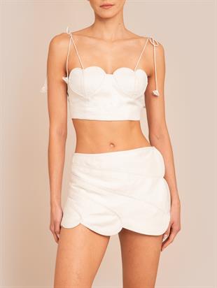 Korse Formlu Kalp Yaka Crop Üst