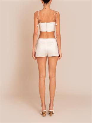 Korse Formlu Kalp Yaka Crop Üst