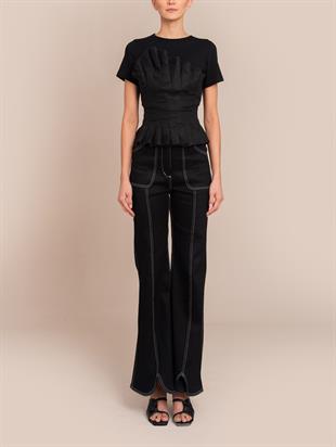 Korse Formlu Siyah T-Shirt