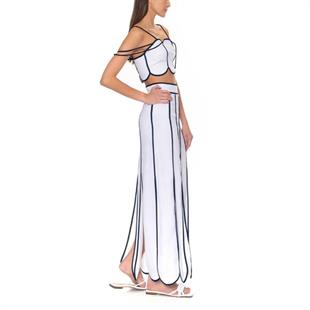 Siyah Biyeli Keten Crop Bluz