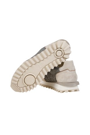 Yün Karışımlı Süet Detaylı Sneaker