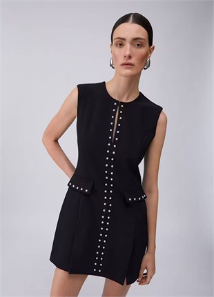 Zımba Detaylı Mini Elbise