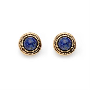 Pure Lapis Doğaltaş Altın Kaplama İğneli Küpe