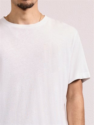Beyaz Bisiklet Yaka T-shirt