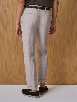 Bej Keten Pantolon