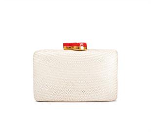 Doğal Mercan Taş Detaylı Krem Çanta