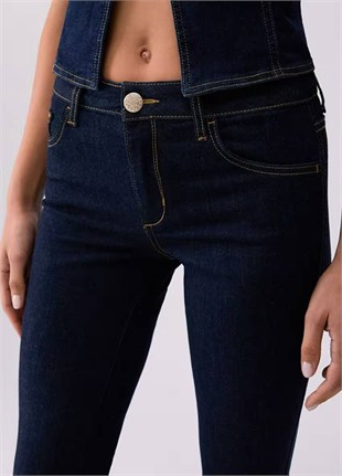 Lacivert Flare Jean Pantolon