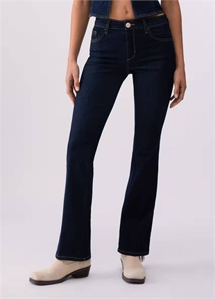 Lacivert Flare Jean Pantolon