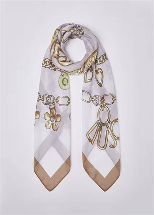 Bej Charm Desenli Fular