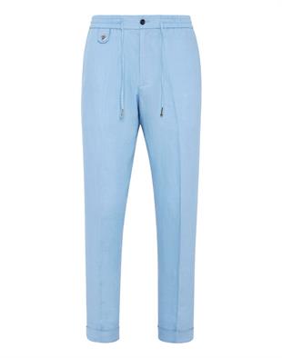 Açık Mavi Keten Pantolon