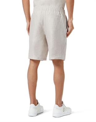 Bej Kabartmalı Logo Detaylı Pamuk Şort