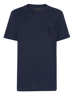 Lacivert Bisiklet Yaka Pamuk T-shirt