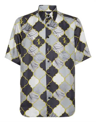 Siyah Desenli İpek Gömlek