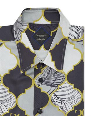 Siyah Desenli İpek Gömlek