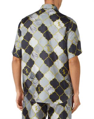 Siyah Desenli İpek Gömlek