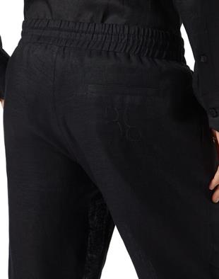 Siyah Düz Paça Pamuk Pantolon