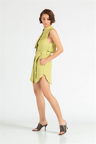 BONDI BORN Kolsuz Keten Mini Elbise