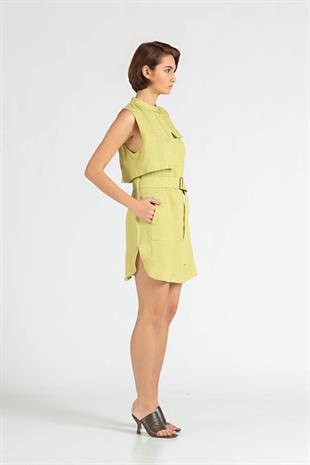 BONDI BORN Kolsuz Keten Mini Elbise