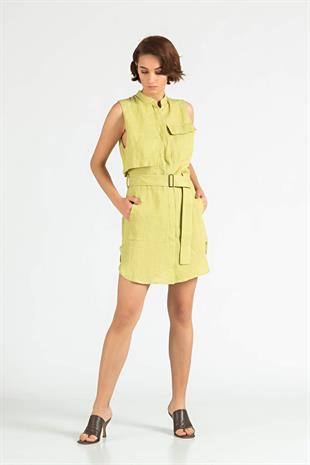 BONDI BORN Kolsuz Keten Mini Elbise