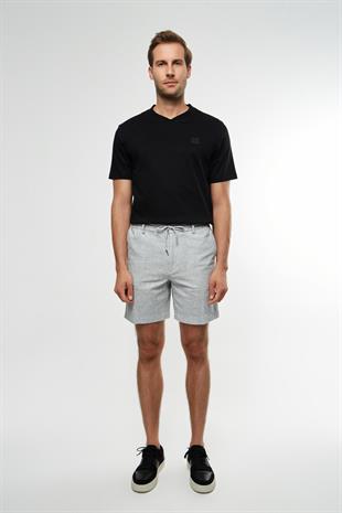 Açık Gri Keten Şort