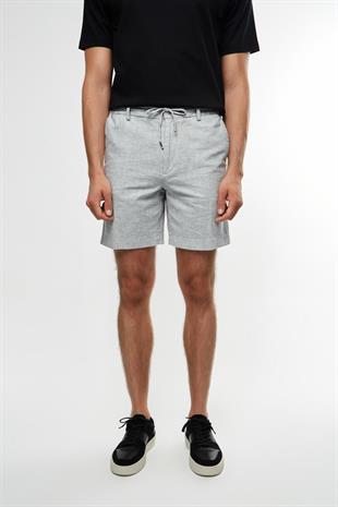 Açık Gri Keten Şort