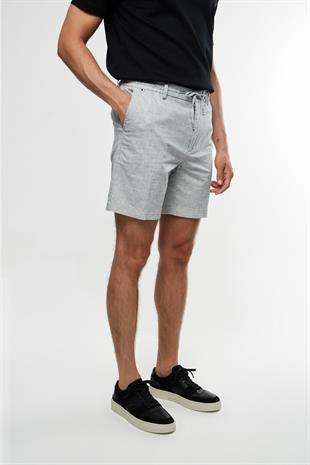 Açık Gri Keten Şort
