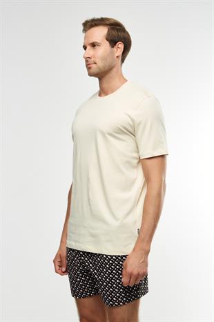 Açık Sarı Bisiklet Yaka Basic T-shirt