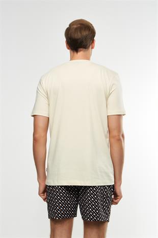 Açık Sarı Bisiklet Yaka Basic T-shirt