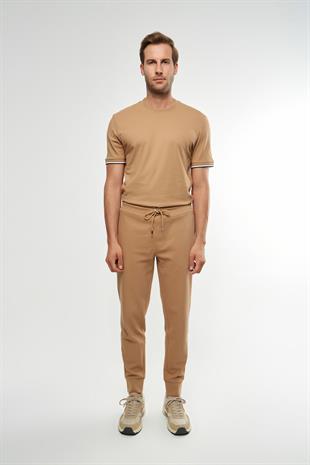Bej Düz Kesim Jogger Pantolon