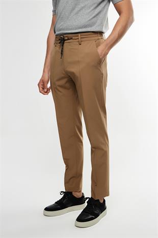 Belden Bağlamalı Taba Pantolon