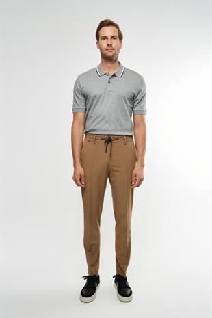 Belden Bağlamalı Taba Pantolon